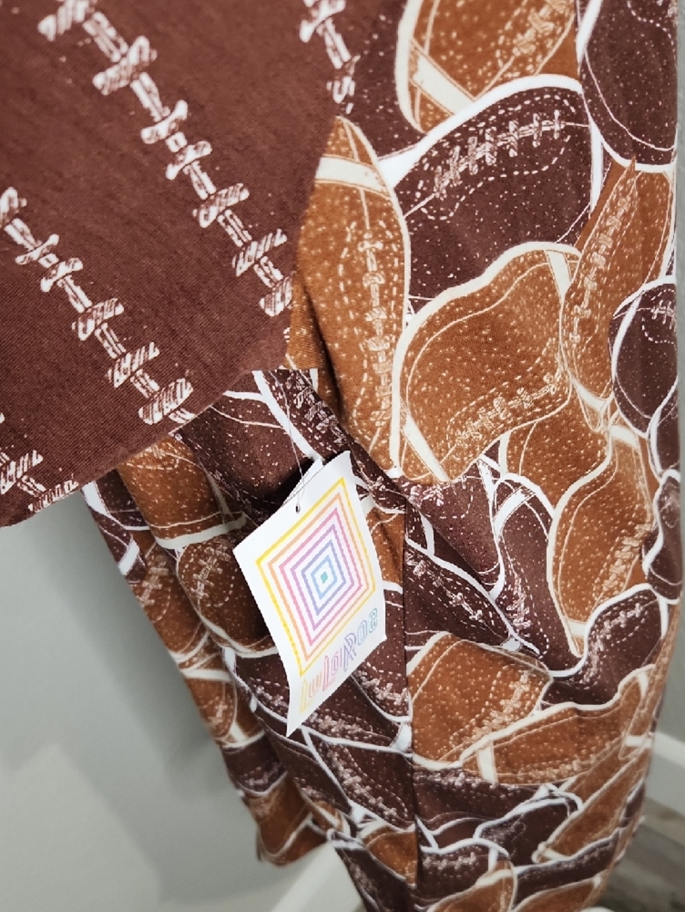 NWT Lularoe Randy Brown & Tan Football Print Tunic XL - Picture 5 of 6
